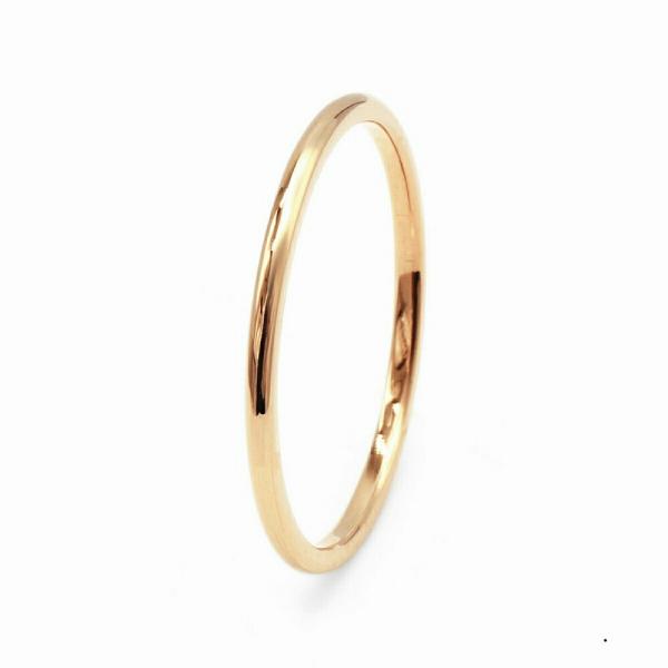 指輪 18金 ピンクゴールド 甲丸リング 幅1.0mm ピンキーリングもございます 地金リング｜K1...