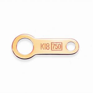 1個売り】 留め具 18金 ピンクゴールド くびれ付きプレート 縦10.0mm