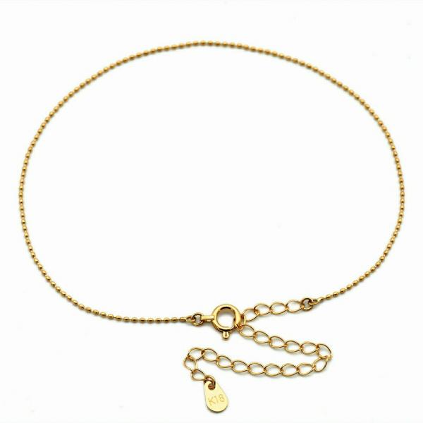 アンクレット チェーン 18金 イエローゴールド ボールチェーン 幅0.8mm 長さ24cm｜鎖 K...
