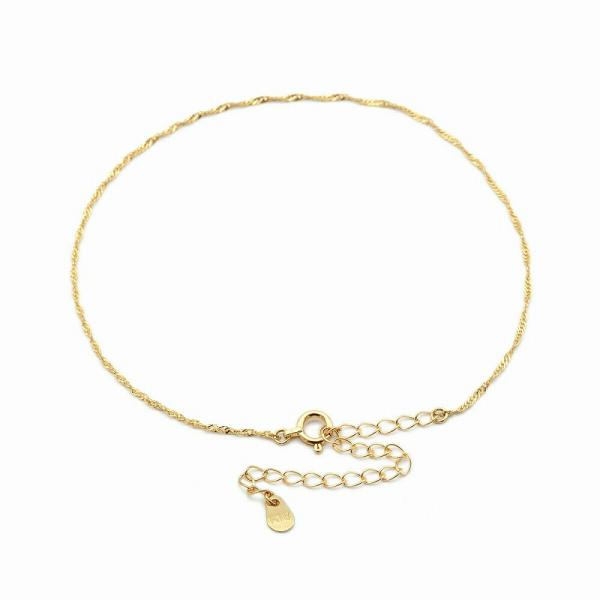 アンクレット チェーン 18金 イエローゴールド スクリューチェーン 幅1.2mm 長さ24cm｜鎖...