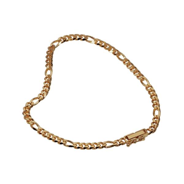 ブレスレット チェーン 18金 イエローゴールド 4面カットフィガロ（5対1）チェーン 幅3.4mm...