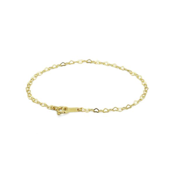 ブレスレット チェーン 18金 イエローゴールド フラットハートチェーン 幅1.9mm｜鎖 K18Y...