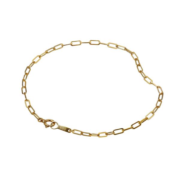 ブレスレット チェーン 18金 イエローゴールド 2面カットフラットロング小豆チェーン 幅2.4mm...