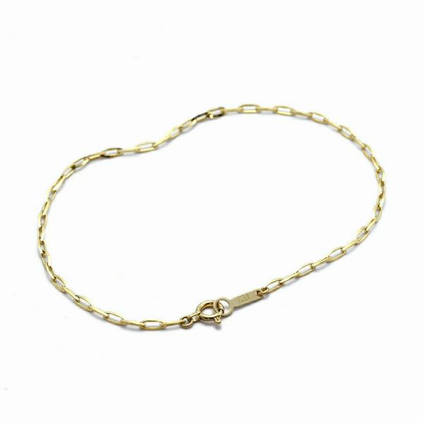 ブレスレット チェーン 18金 イエローゴールド グリームカット入り4面カットロング小豆チェーン 幅...