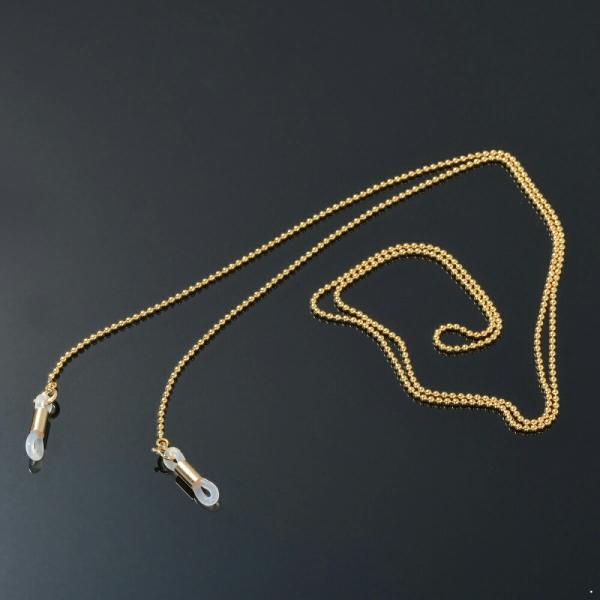 メガネチェーン 18金 イエローゴールド ボールチェーン（筒型） 幅1.5mm 長さ70cm 眼鏡チ...