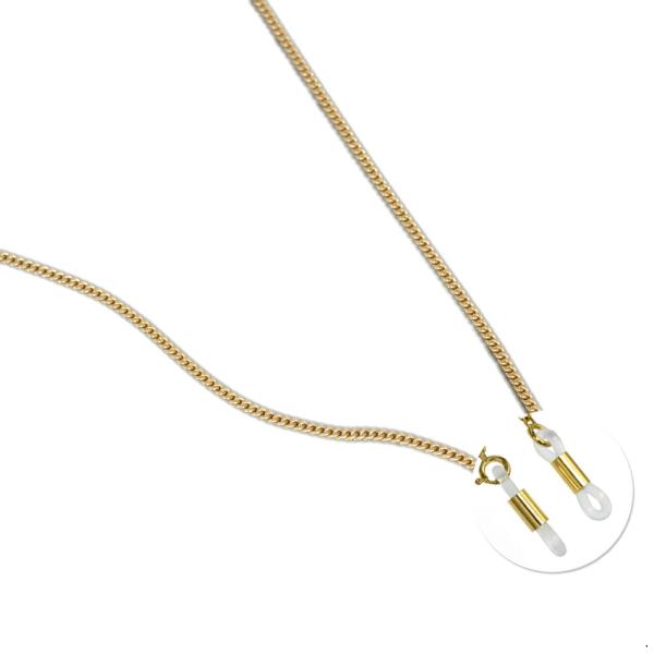 メガネチェーン 18金 イエローゴールド 2面カット喜平チェーン（筒型） 幅2.3mm 長さ70cm...