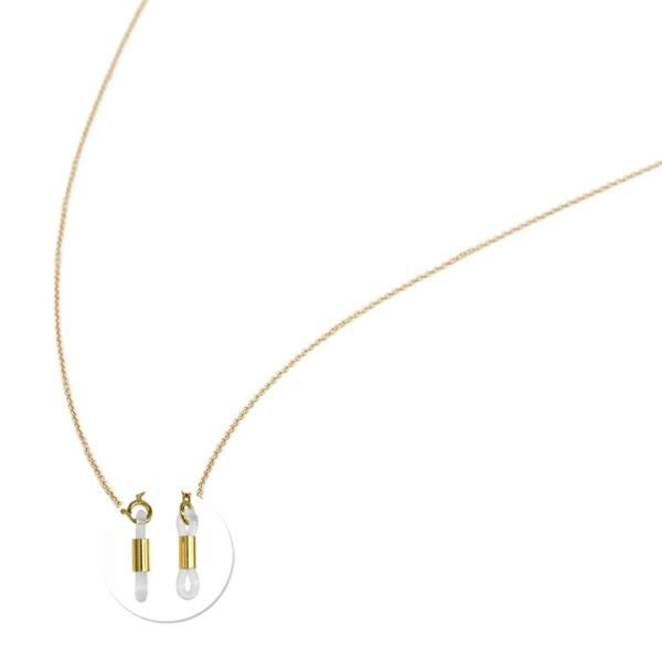 メガネチェーン 18金 イエローゴールド 小豆チェーン（筒型） 幅0.8mm 長さ70cm 眼鏡チェ...