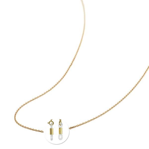 メガネチェーン 18金 イエローゴールド 4面カット小豆チェーン（筒型） 幅1.0mm 長さ70cm...