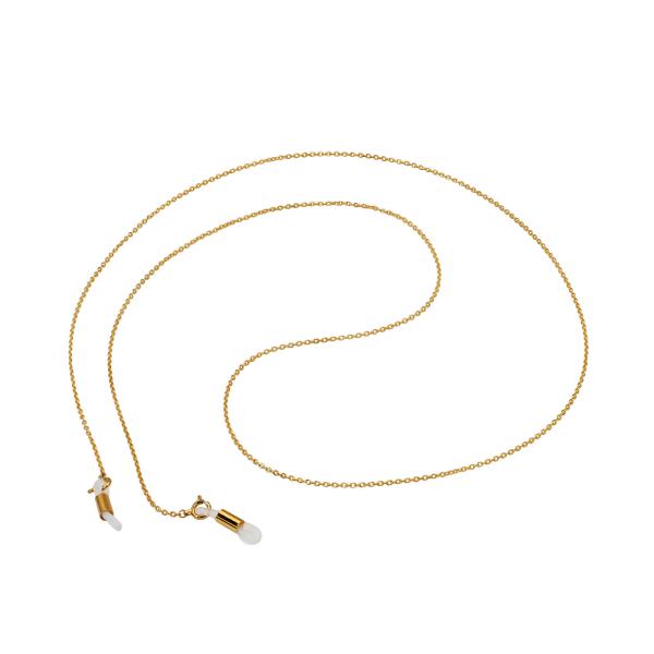 メガネチェーン 18金 イエローゴールド 小豆チェーン（筒型） 幅1.3mm 長さ70cm 眼鏡チェ...