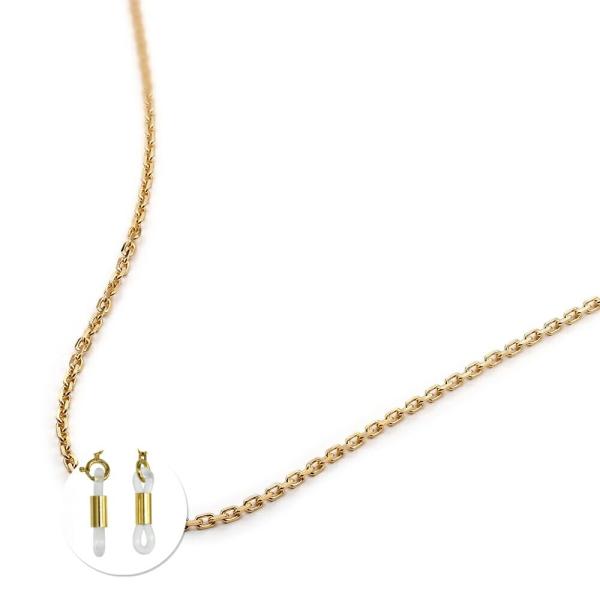 メガネチェーン 18金 イエローゴールド 4面カット小豆チェーン（筒型） 幅2.35mm 長さ70c...