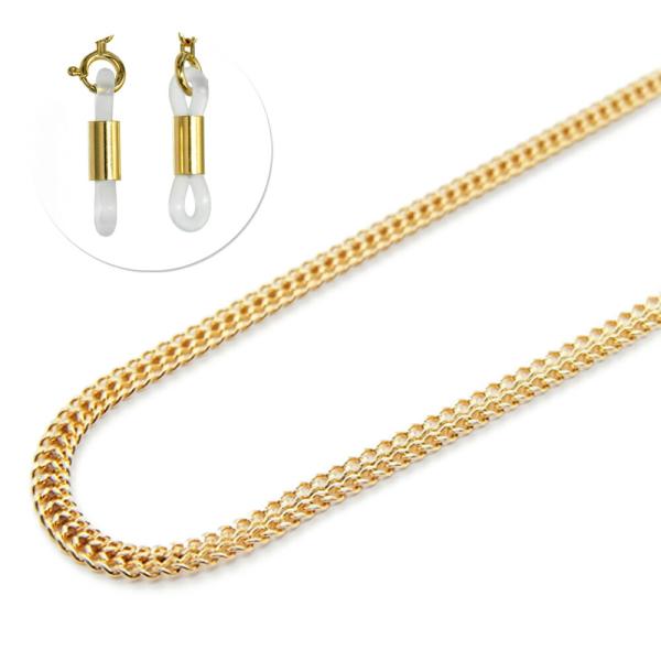 メガネチェーン 18金 イエローゴールド シンシアチェーン（筒型） 幅2.3mm 長さ70cm 眼鏡...