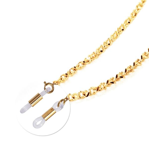 メガネチェーン 18金 イエローゴールド エルアールチェーン（筒型） 幅1.0mm 長さ70cm 眼...