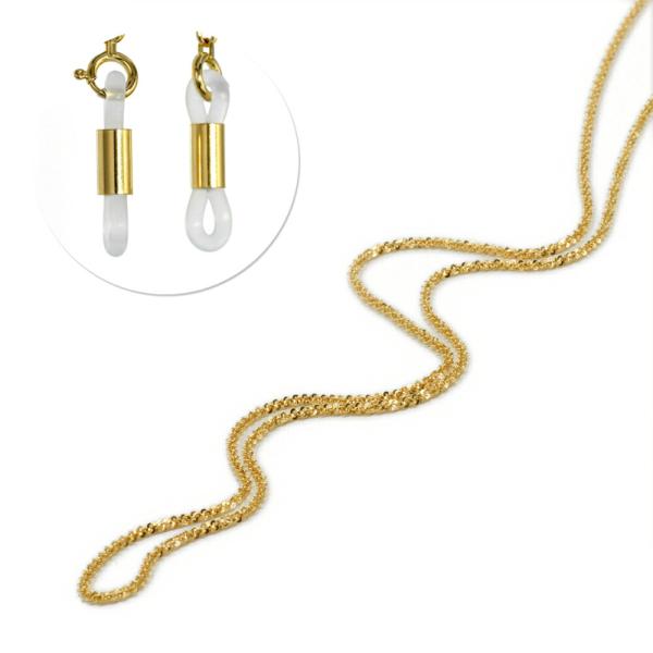 メガネチェーン 18金 イエローゴールド ミラクルチェーン（筒型） 幅1.5mm 長さ70cm 眼鏡...