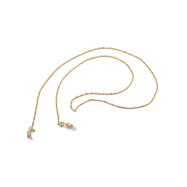 メガネチェーン 18金 イエローゴールド スクリューチェーン（筒型） 幅1.6mm 長さ70cm 眼...