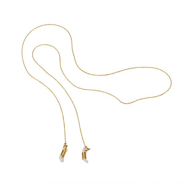 メガネチェーン 18金 イエローゴールド S字ツイストチェーン（筒型） 幅0.6mm 長さ70cm ...