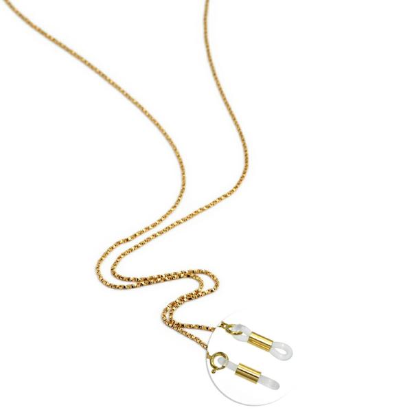 メガネチェーン 18金 イエローゴールド ツイストベネチアンチェーン（筒型） 幅0.9mm 長さ70...