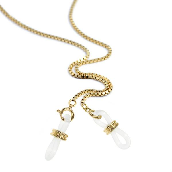 メガネチェーン 18金 イエローゴールド ベネチアンチェーン（Wドーナツ型） 幅1.2mm 長さ70...