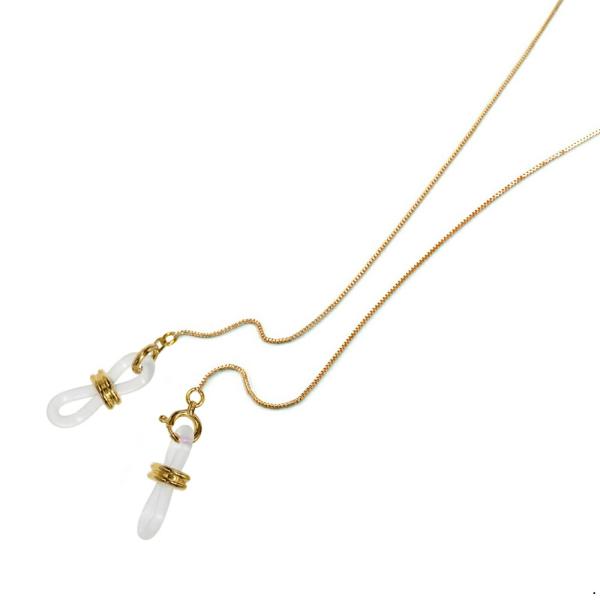 メガネチェーン 18金 イエローゴールド ベネチアンチェーン（Wドーナツ型） 幅0.5mm 長さ70...