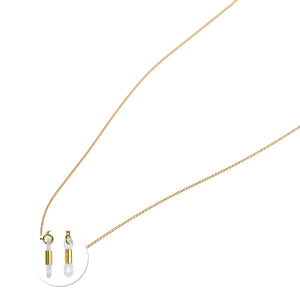 メガネチェーン 18金 イエローゴールド ベネチアンチェーン（筒型） 幅0.7mm 長さ70cm 眼...