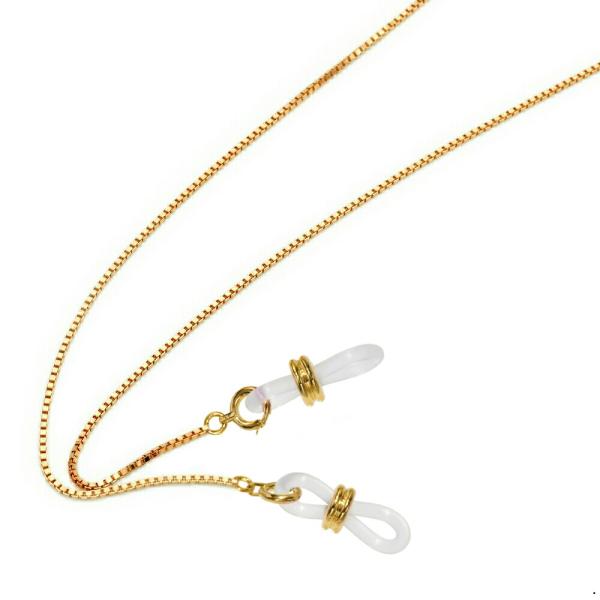 メガネチェーン 18金 イエローゴールド ベネチアンチェーン（Wドーナツ型） 幅0.85mm 長さ7...