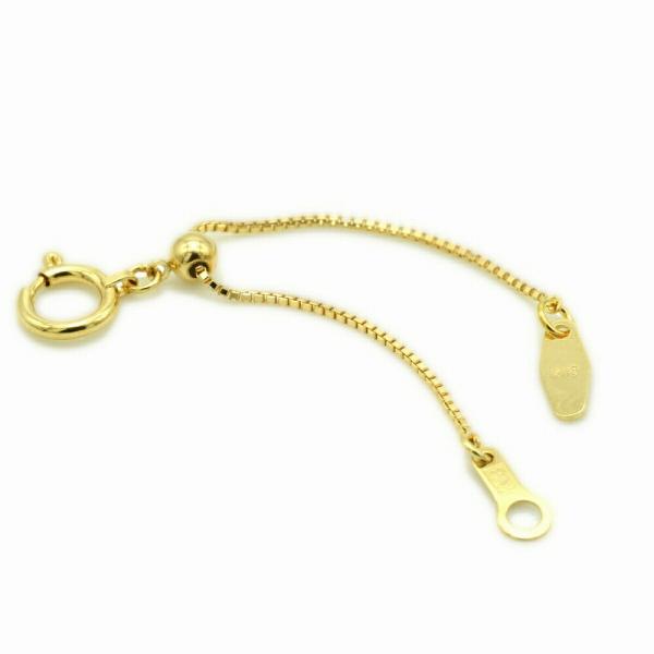 ネックレス用の延長アジャスター 18金 イエローゴールド スライド式（スリムなひし形） 幅0.8mm...