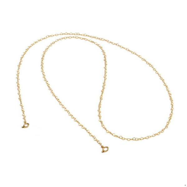 マスクチェーン 18金 イエローゴールド ハートチェーン 幅1.9mm 長さ70cm｜鎖 K18YG...