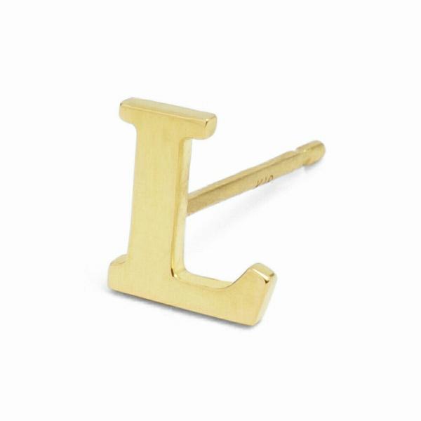 【バラ売り/1個】 ピアス 18金 イエローゴールド L イニシャルのピアス アルファベット 文字｜...