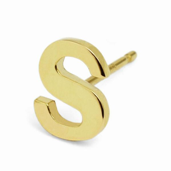 【バラ売り/1個】 ピアス 18金 イエローゴールド S イニシャルのピアス アルファベット 文字｜...
