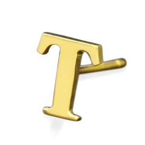 【バラ売り/1個】 ピアス 18金 イエローゴールド T イニシャルのピアス アルファベット 文字｜K18YG 18k レディース メンズ｜rubby