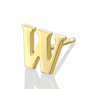 【バラ売り/1個】 ピアス 18金 イエローゴールド W イニシャルのピアス アルファベット 文字｜K18YG 18k レディース メンズ｜rubby