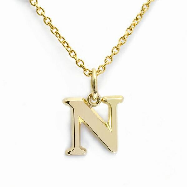 ペンダントトップ 18金 イエローゴールド N イニシャルのペンダント Mサイズ ペンダントヘッドの...