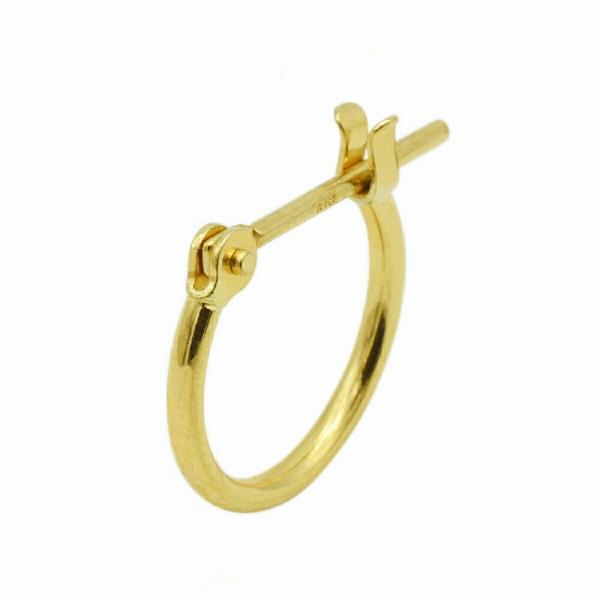 【バラ売り/1個】 ピアス 18金 イエローゴールド クロッシングフープピアス 幅1.0mm 直径1...