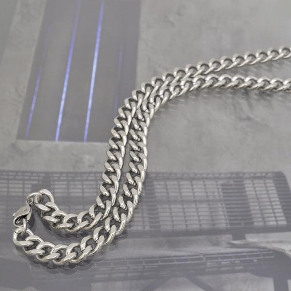 ネックレス チェーン 純チタン 2面カット喜平チェーン 幅7.3mm 長さ55cm｜鎖 チタン アク...