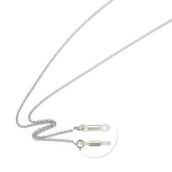 メガネチェーン PT850 プラチナ 小豆チェーン（筒型） 幅1.0mm 長さ70cm 眼鏡チェーン...