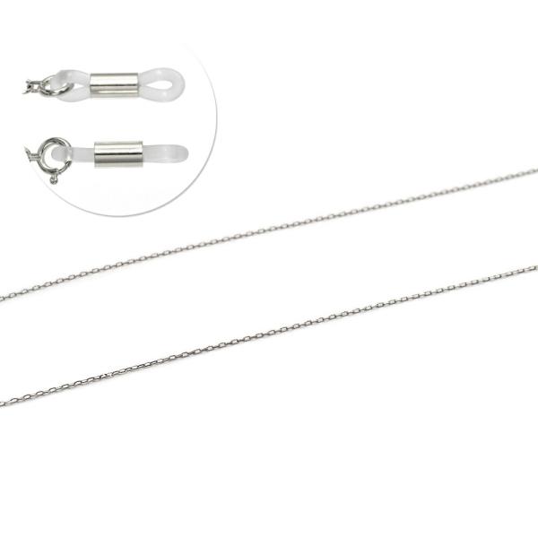 メガネチェーン PT850 プラチナ グリームカット入り4面カットロング小豆チェーン（筒型） 幅1....