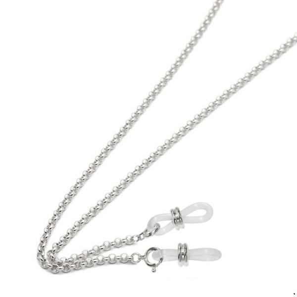 メガネチェーン PT850 プラチナ ロールチェーン（Wドーナツ型） 幅2.4mm 長さ70cm 眼...