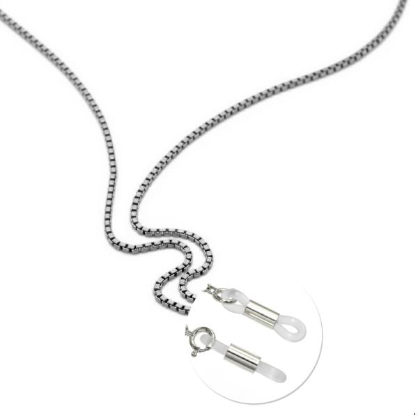 メガネチェーン PT850 プラチナ ベネチアンチェーン（筒型） 幅1.3mm 長さ70cm 眼鏡チ...