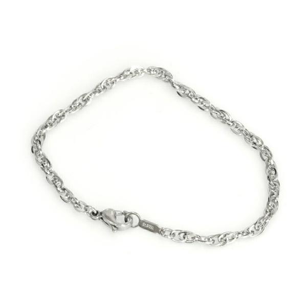 ブレスレット チェーン サージカルステンレス 316L 角ルーズロープチェーン 幅3.2mm 長さ1...