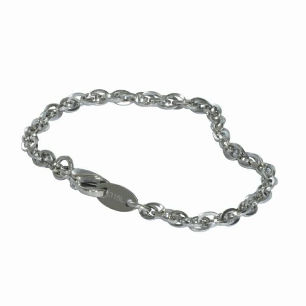 ブレスレット チェーン サージカルステンレス 316L 角ルーズロープチェーン 幅4.3mm 長さ1...