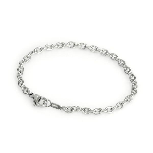 ブレスレット チェーン サージカルステンレス 316L 小豆チェーン 幅3.8mm 長さ21cm