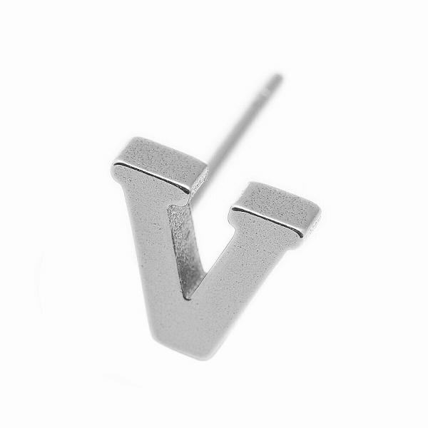 【バラ売り/1個】 ピアス サージカルステンレス V イニシャルのピアス アルファベット 文字