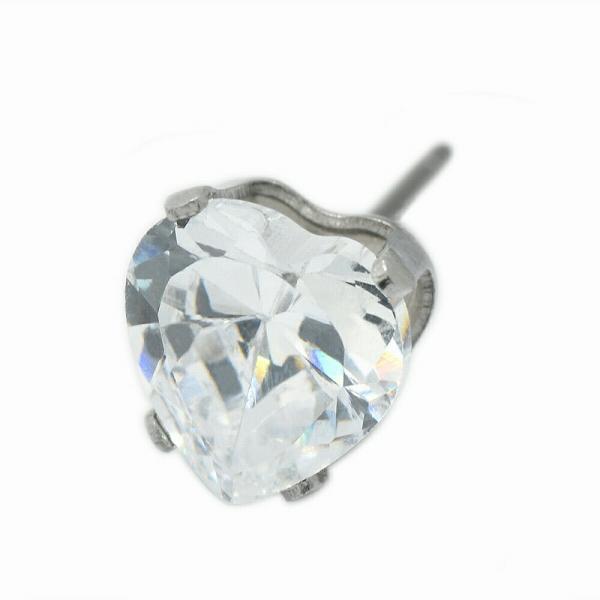 【バラ売り/1個】 ピアス サージカルステンレス ハート型キュービックジルコニアのピアス 石：6.0...