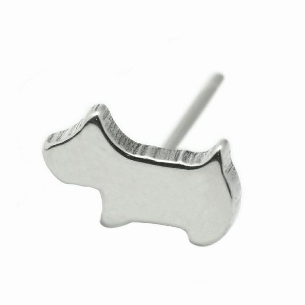 【バラ売り/1個】 ピアス サージカルステンレス テリアモチーフのピアス 銀色 犬 いぬ イヌ ドッ...