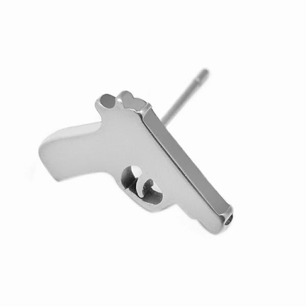【バラ売り/1個】 ピアス サージカルステンレス ピストルモチーフのピアス 拳銃 銃 ガン