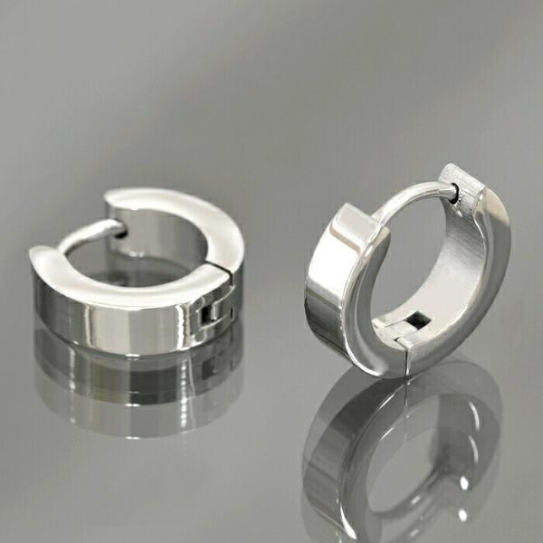 【バラ売り/1個】 ピアス サージカルステンレス フラットサーフェス シンプルなフープピアス 幅4....