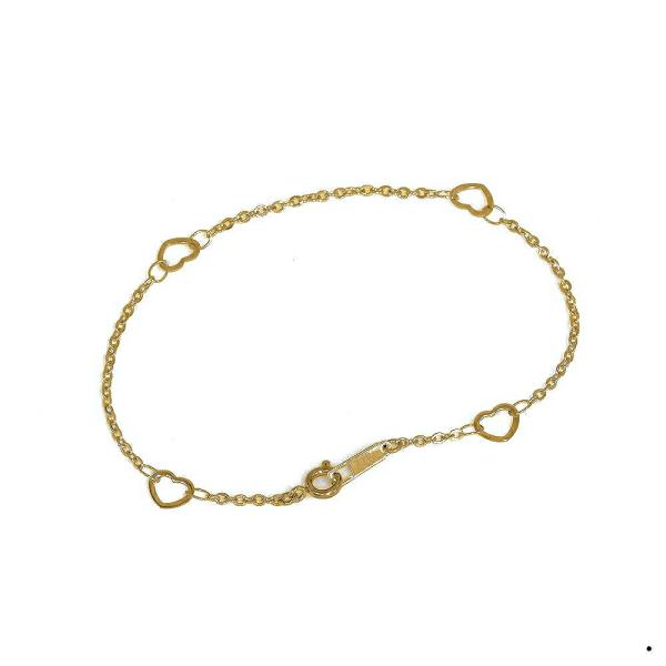 ブレスレット チェーン サージカルステンレス 316L 金色 ハート×フラット小豆チェーン 幅5.1...