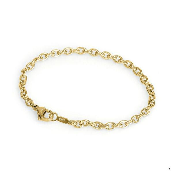 ブレスレット チェーン サージカルステンレス 316L 金色 小豆チェーン 幅3.8mm 長さ17c...