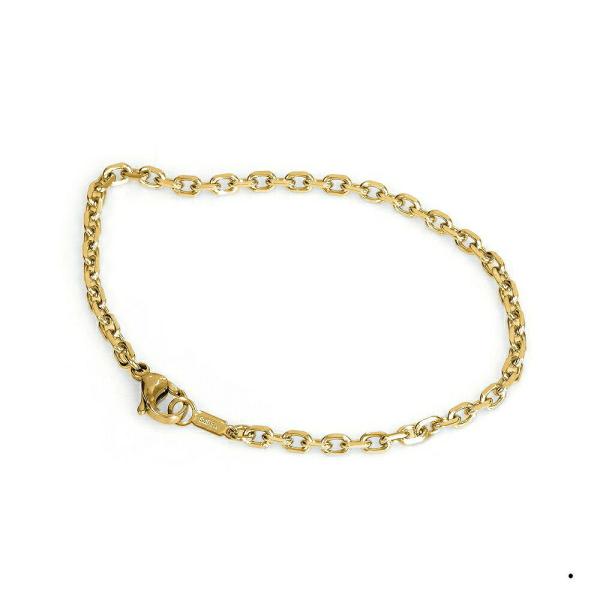 ブレスレット チェーン サージカルステンレス 316L 金色 4面カット小豆チェーン 幅3.3mm ...