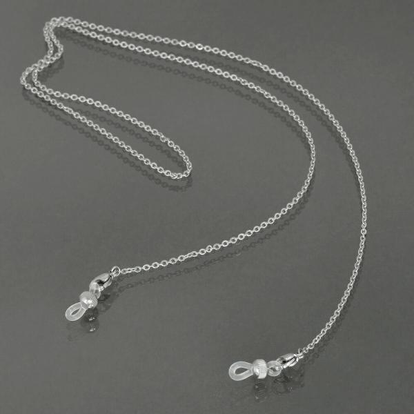 メガネチェーン サージカルステンレス 316L フラット小豆チェーン 溝入り玉 幅1.9mm 長さ7...