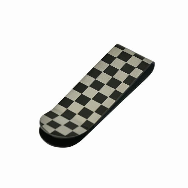 マネークリップ サージカルステンレス 市松模様のマネークリップ チェック 格子柄